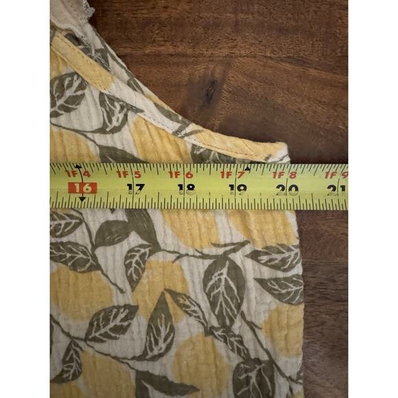 Women’s Lemon Organic Cotton Pajama Set Loungewear Textured Gauze Ruffle Size L - Picture 7 of 13